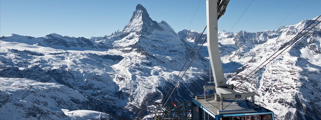 In Zermatt hast du von der Rothornbahn aus einen grandiosen Ausblick auf das Matterhorn.