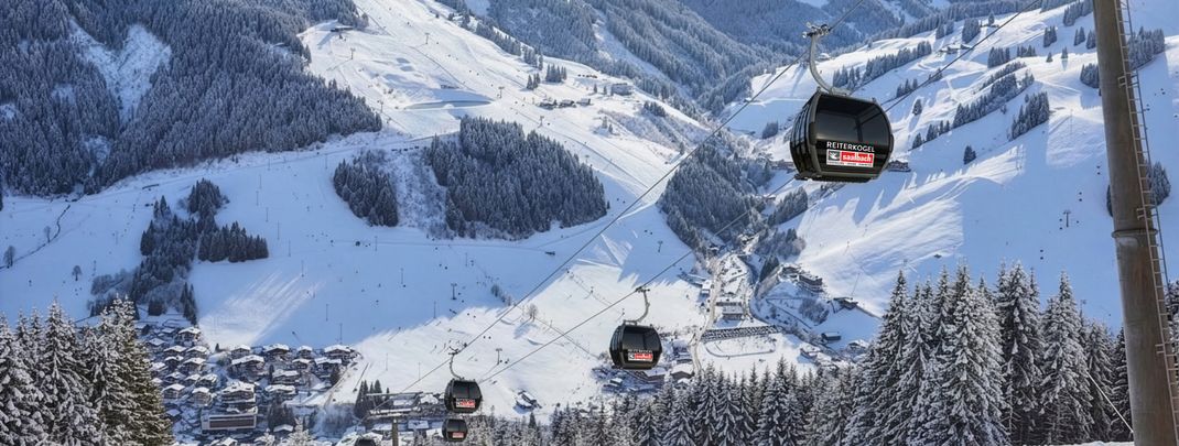 Die neue Reiterkogelbahn wird künftig in zwei Sektionen von Hinterglemm hoch zum Gipfel führen.