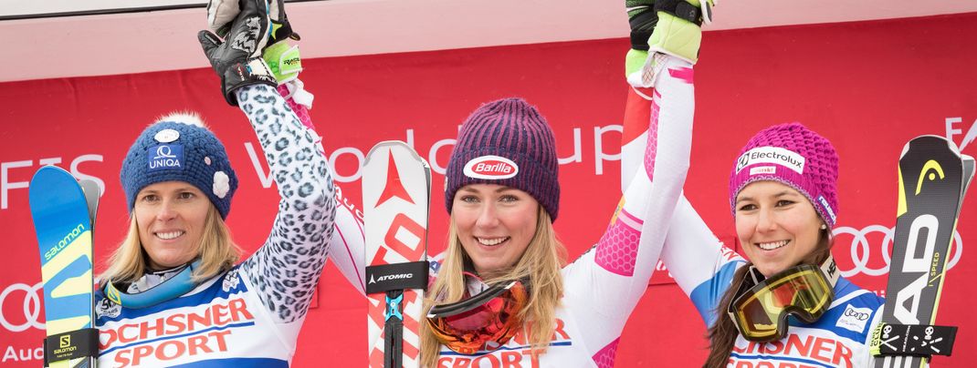 Mikaela Shiffrin (Mitte) ist Titelverteidigerin in Killington.