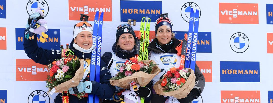 Justine Braisaz-Bouchet holte sich den Sprintsieg vor Ingrid Tandrevold und Lisa Vittozzi.