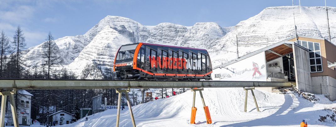 The funicular takes you up to the ski resort.