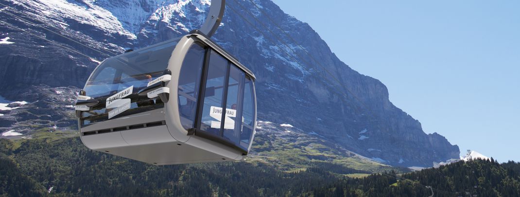 Außenansicht einer Gondel der neuen 3S-Bahn Eigerexpress.