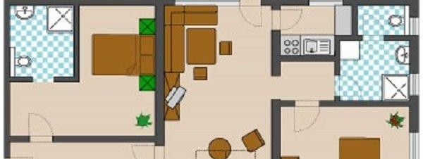 Grundriss Ferienwohnung 1.OG mit zusätzlichem Doppelzimmer