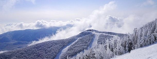 The snowy hills make for a great view.