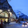Banff Avenue at dawn - as soon as the stars come out, everyone's hanging out inside the bars, pubs, and clubs.