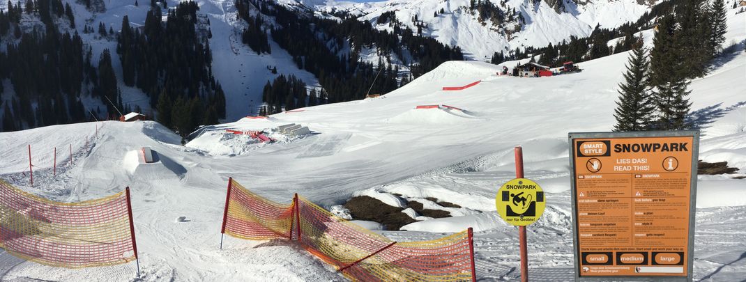 60.000 Quadratmeter groß ist das Gelände des Snowparks in Damüls.