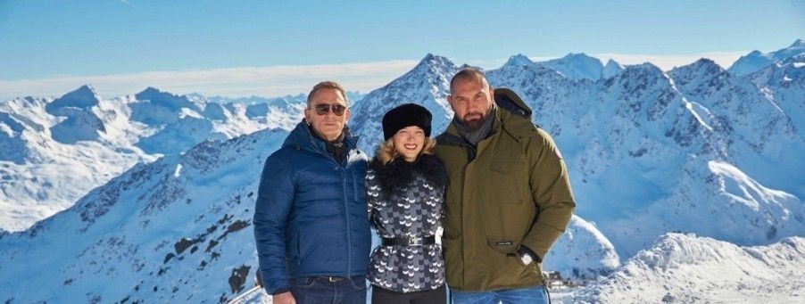 Die Hauptdarsteller der James Bond Produktion SPECTRE - Daniel Craig, Léa Seydoux und Dave Bautista
