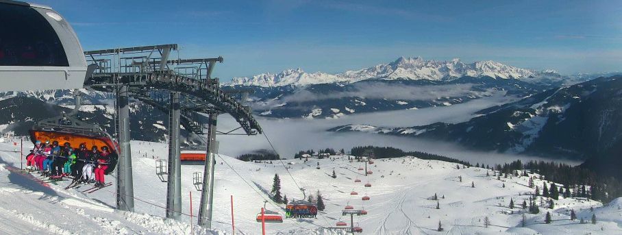 Blick von der Bergstation des Starjet 3 in Flachau. (Webcambild vom 5.1.18)
