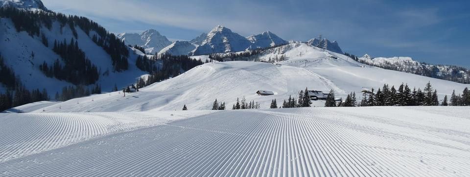 Die Almenwelt Lofer darf sich zum Wochenende nochmal über Neuschnee freuen.