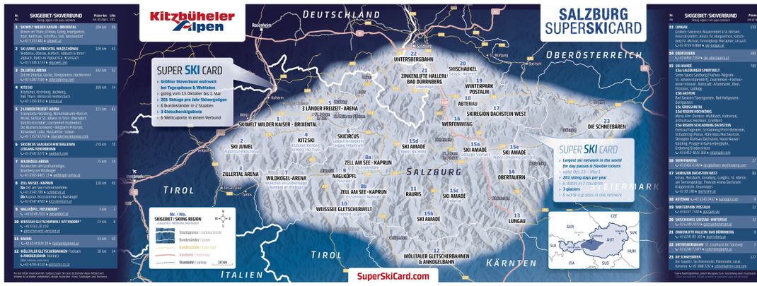 Super Ski Card is valid in 23 ski regions.