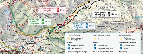 Langlaufen in Gröden - Die Landkarte