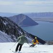 Skiing right into Lake Ohau - at least that is what it seems like.