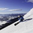 Skiing at a unique backdrop at Jackson Hole valley.