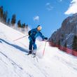 skiing on the famous Saslong slope in Val Gardena
