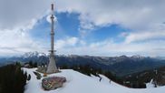 Archived webcam image showing Hauser Kaibling: Panoramic view at top station Senderbahn on 9 Apr 2026 at 16:07