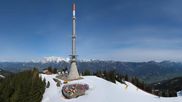 Archived webcam image showing Hauser Kaibling: Panoramic view at top station Senderbahn on 9 Apr 2026 at 10:07