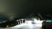 Archived webcam image showing Hauser Kaibling: Panoramic view at top station Senderbahn on 12 Apr 2026 at 04:57