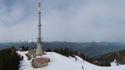 Archived webcam image showing Hauser Kaibling: Panoramic view at top station Senderbahn on 12 Apr 2026 at 14:57
