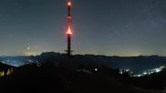 Archived webcam image showing Hauser Kaibling: Panoramic view at top station Senderbahn on 10 May 2026 at 00:12