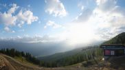 Archived webcam image showing Hauser Kaibling: Panoramic view at top station Senderbahn on 28 May 2026 at 06:18