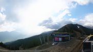 Archived webcam image showing Hauser Kaibling: Panoramic view at top station Senderbahn on 28 May 2026 at 07:18