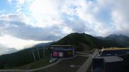 Archived webcam image showing Hauser Kaibling: Panoramic view at top station Senderbahn on 18 Jun 2026 at 06:28