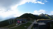 Archived webcam image showing Hauser Kaibling: Panoramic view at top station Senderbahn on 8 Jul 2026 at 07:24