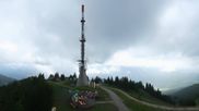 Archived webcam image showing Hauser Kaibling: Panoramic view at top station Senderbahn on 8 Jul 2026 at 18:24