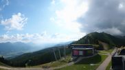 Archived webcam image showing Hauser Kaibling: Panoramic view at top station Senderbahn on 12 Jul 2026 at 08:37