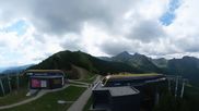 Archived webcam image showing Hauser Kaibling: Panoramic view at top station Senderbahn on 12 Jul 2026 at 10:37