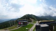 Archived webcam image showing Hauser Kaibling: Panoramic view at top station Senderbahn on 21 Jul 2026 at 10:30