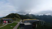 Archived webcam image showing Hauser Kaibling: Panoramic view at top station Senderbahn on 17 Aug 2026 at 16:46
