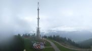 Archived webcam image showing Hauser Kaibling: Panoramic view at top station Senderbahn on 17 Aug 2026 at 18:46