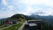 Archived webcam image showing Hauser Kaibling: Panoramic view at top station Senderbahn on 17 Aug 2026 at 12:46