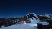 Archived webcam image showing Hauser Kaibling: Panoramic view at top station Senderbahn on 27 Feb 2026 at 00:49