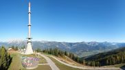 Archived webcam image showing Hauser Kaibling: Panoramic view at top station Senderbahn on 16 Oct 2026 at 10:00