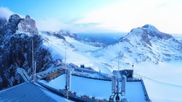 Archived webcam image showing Panoramic view over the Dachstein Glacier on 4 Jun 2026 at 04:45