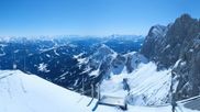 Archived webcam image showing Panoramic view over the Dachstein Glacier on 27 Feb 2026 at 00:09