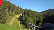 Archived webcam image showing Spindleruv Mlyn - Finish Area Svaty Petr on 28 May 2026 at 07:10