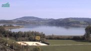 Archived webcam image showing View over the Wallersee on 1 Oct 2026 at 12:36