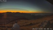 Archived webcam image showing View from the Fox Peak top station on 27 Feb 2026 at 18:01