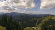 Archived webcam image showing Grasgehren: Panoramic view over the ski resort on 8 Aug 2026 at 14:26