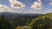 Archived webcam image showing Grasgehren: Panoramic view over the ski resort on 8 Aug 2026 at 12:26