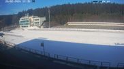 Archiviertes Webcam Bild: Biathlon Arena Nové Město - Blick zum Schießstand am 26.02.2026 um 14:19 Uhr