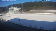 Archiviertes Webcam Bild: Biathlon Arena Nové Město - Blick zum Schießstand am 05.03.2026 um 14:04 Uhr