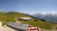 Archived webcam image showing Kaeserstatt Roundshot Meiringen Hasliberg on 12 Jul 2026 at 14:38