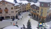 Archived webcam image showing Village Sun Peaks on Feb 26, 2026 at 10:13 PM