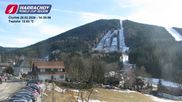 Archived webcam image showing ski-jumping hill Čerťák on 26 Feb 2026 at 14:45