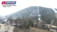 Archived webcam image showing ski-jumping hill Čerťák on 9 Mar 2026 at 08:40