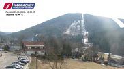 Archived webcam image showing ski-jumping hill Čerťák on 9 Mar 2026 at 12:40